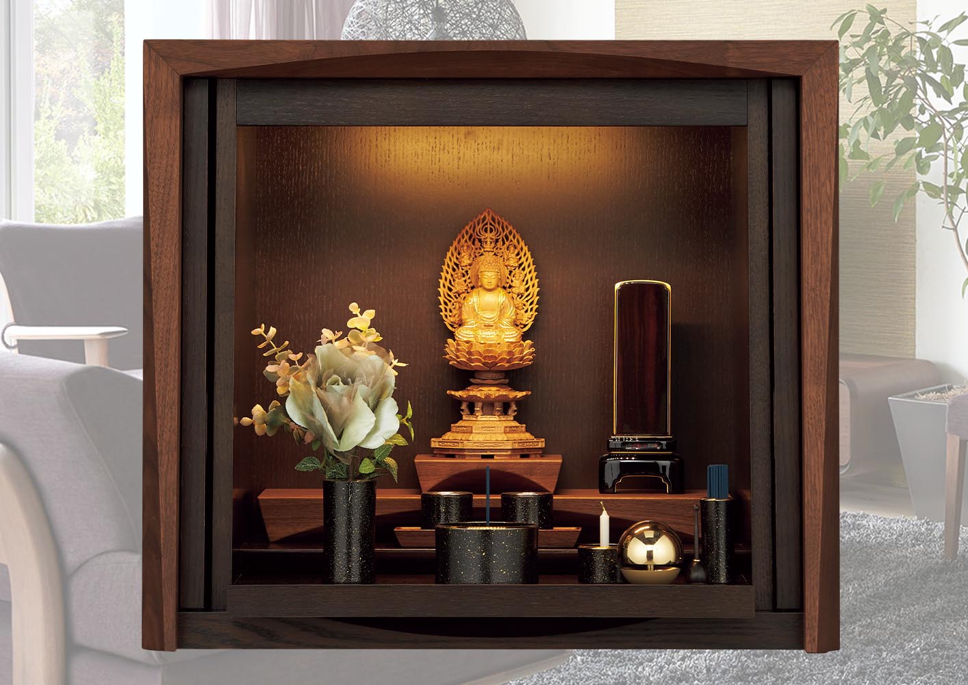 ⚠️注意⚠️直接引取限定　高級仏壇 仏壇 ACUTE (アキュート) ウォールナット×オーク 高さ50cm | お仏壇の