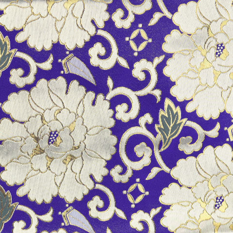 仏壇用 夏冬用金紫模様の座布団 御前座布団 唐草金通 紫