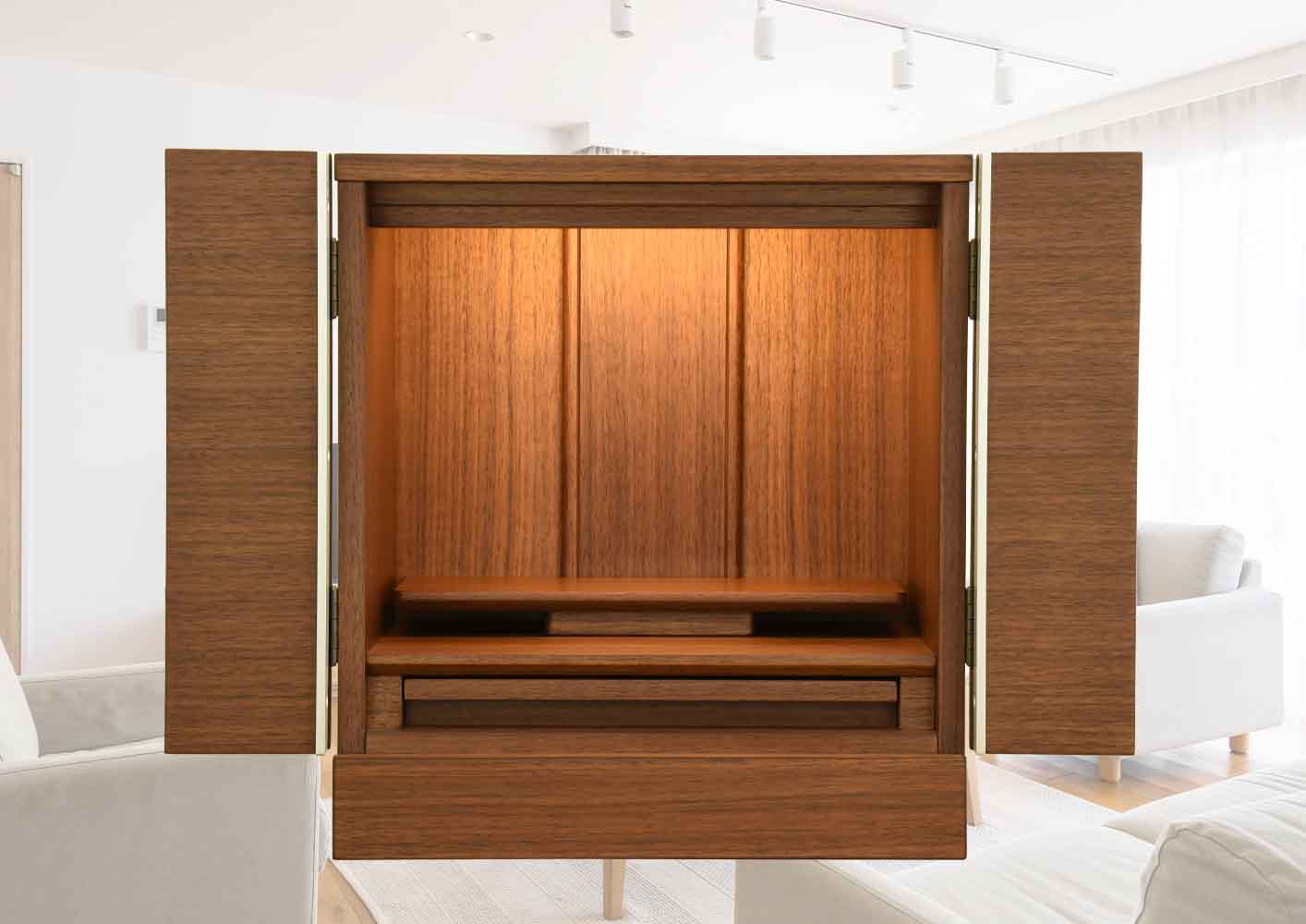 仏壇 シュシュ ウォールナット 高さ40cm 仏具セットB | お仏壇の