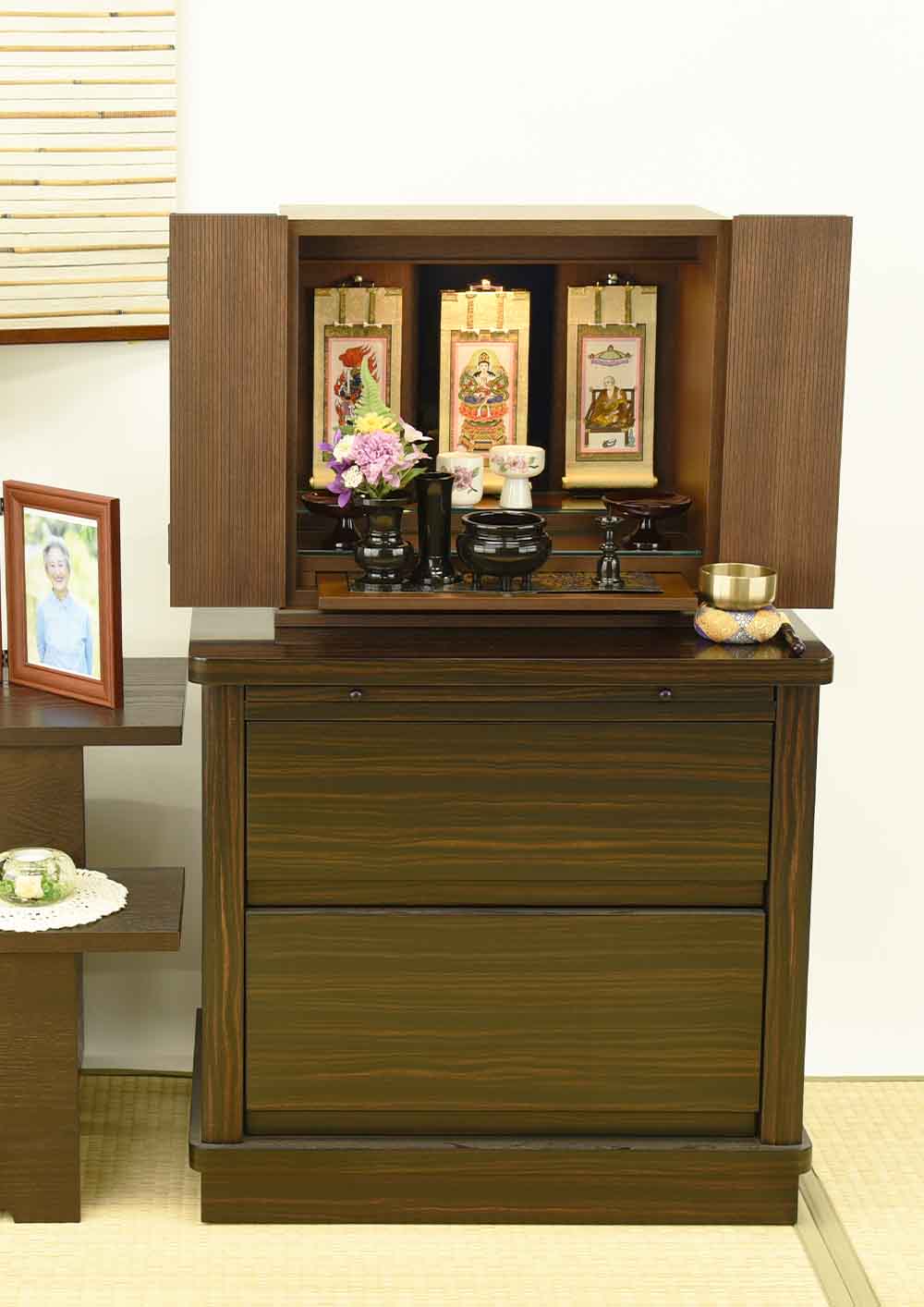 仏壇 クレール ウォールナット 高さ40cm 仏具セットB | お仏壇の