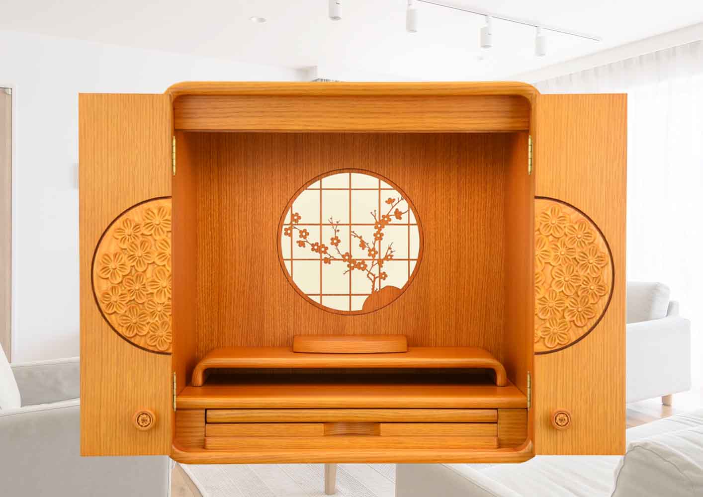 仏壇 花鞠Ⅱ (はなまり) ナラライト 高さ45cm 仏具セットA | お仏壇の