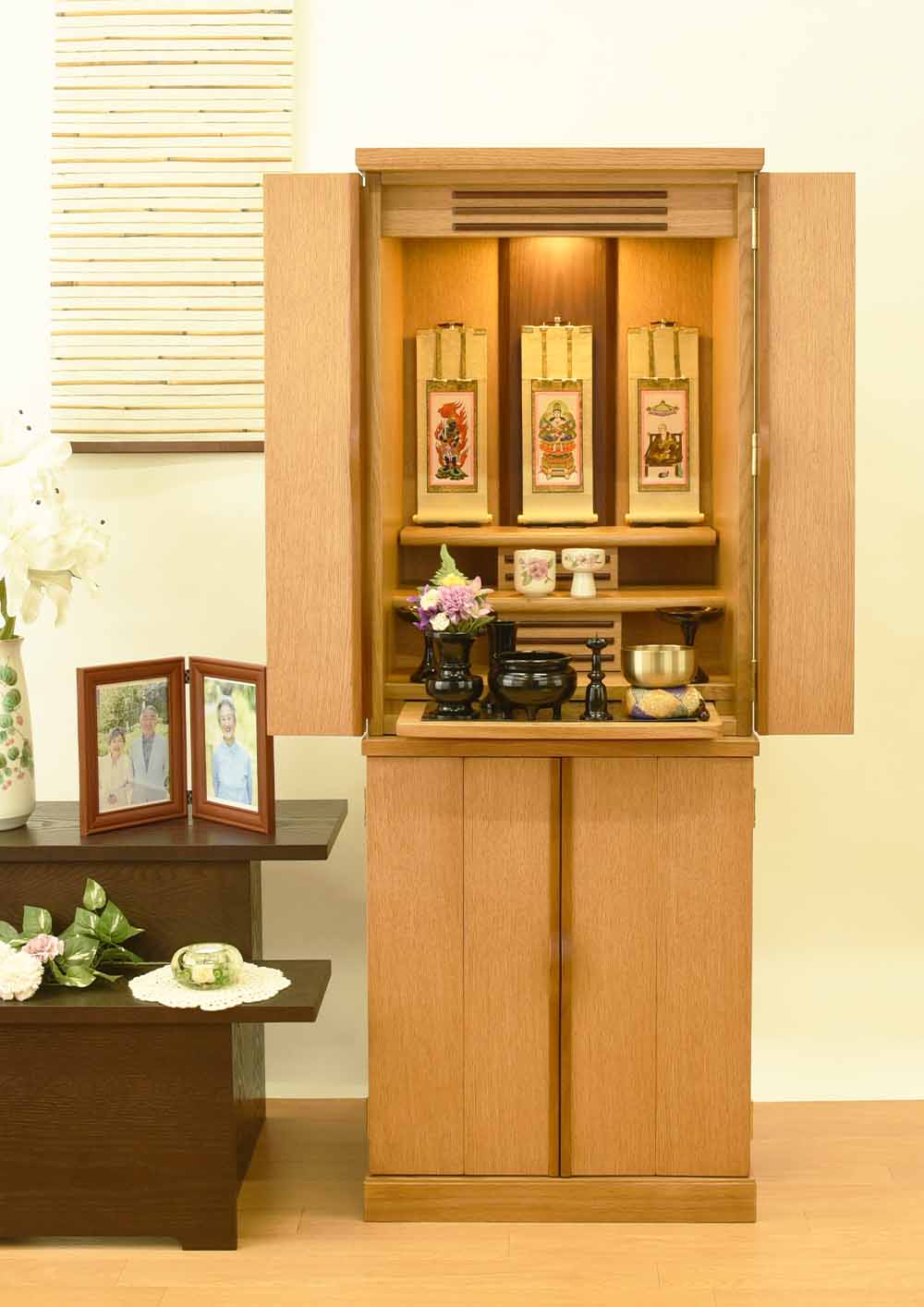 仏壇 願Ⅲ (ねがい) ナチュラル 高さ131cm 仏具セットA | お仏壇の