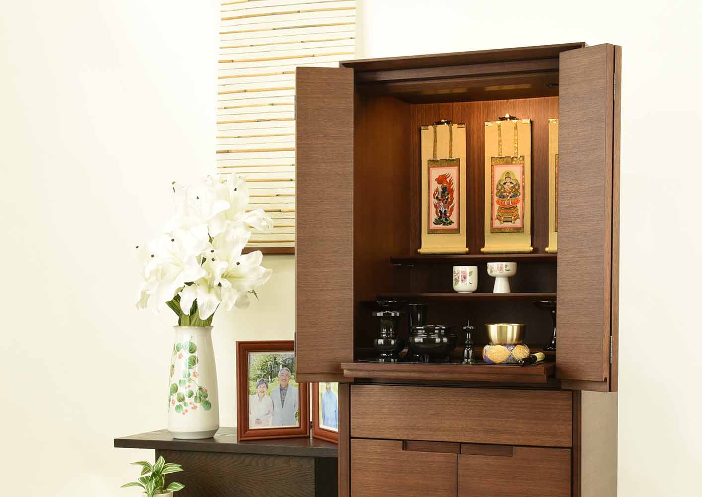 仏壇 サーマ ウォールナット 高さ120cm 仏具セットB | お仏壇の