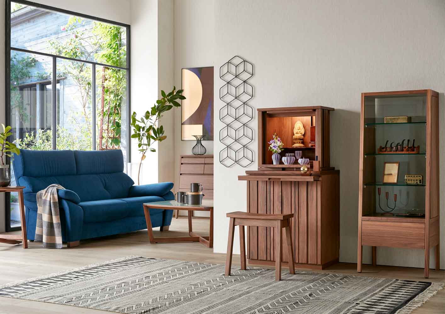 仏壇 SBジャスト ウォールナット 高さ122cm 仏壇+下台セット