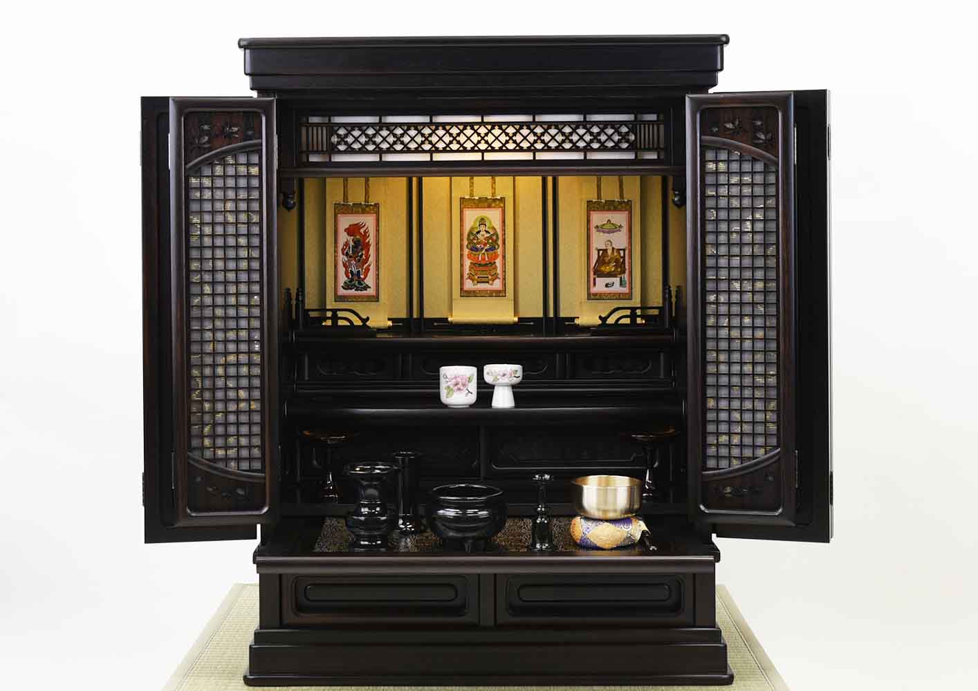 仏壇 静観 (せいかん) 黒檀 高さ86cm 仏具セットC | お仏壇のはせがわ