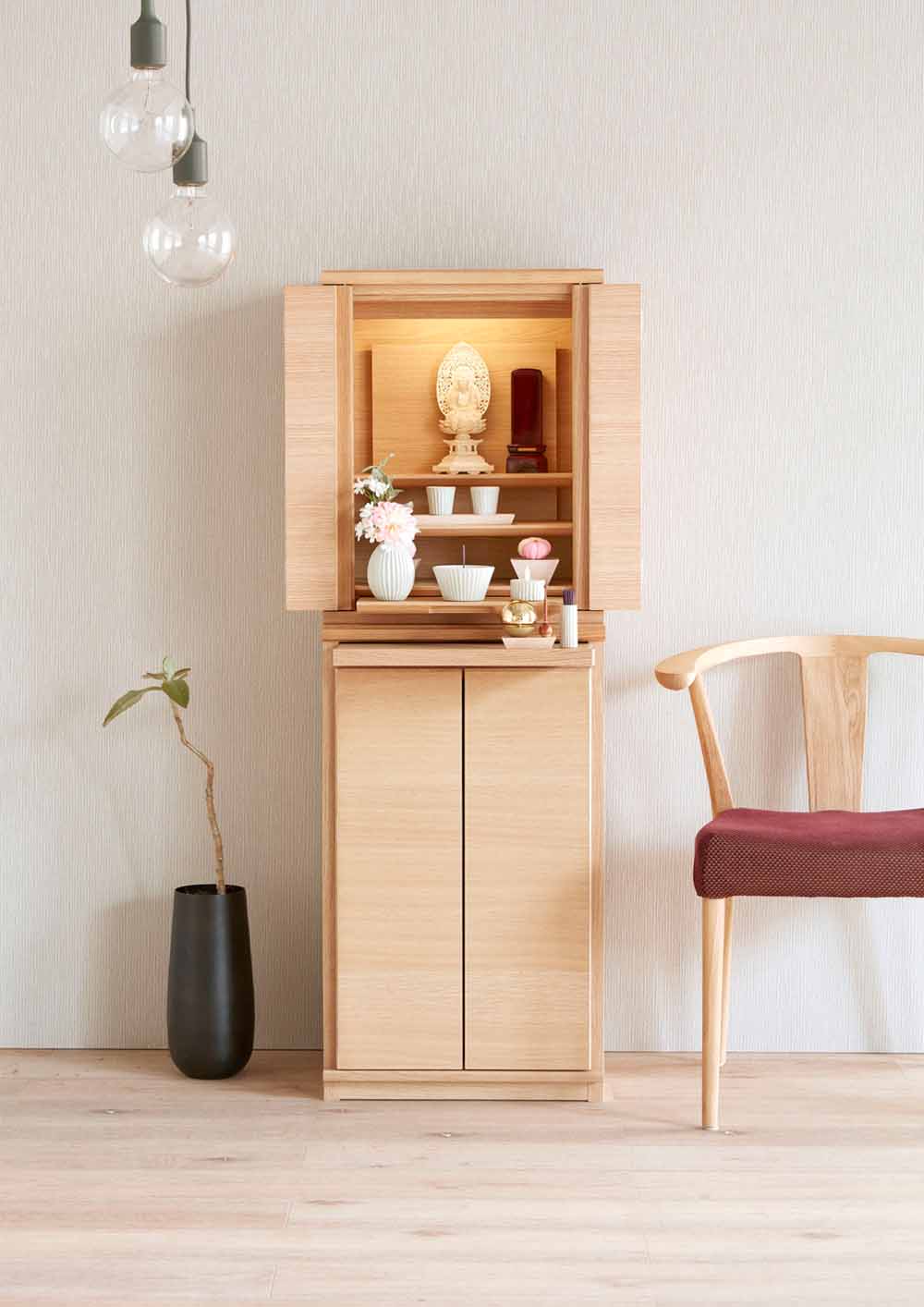 仏壇 仙台仏壇 20号 KHB-568D 木地呂漆調｜コンパクト ミニ仏壇 モダン